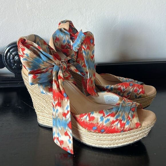 UGG® Lucianna 1000695 Open Toe Espardrille Wedge Heel Leather Sandals Sz 7.5 - Picture 3 of 11